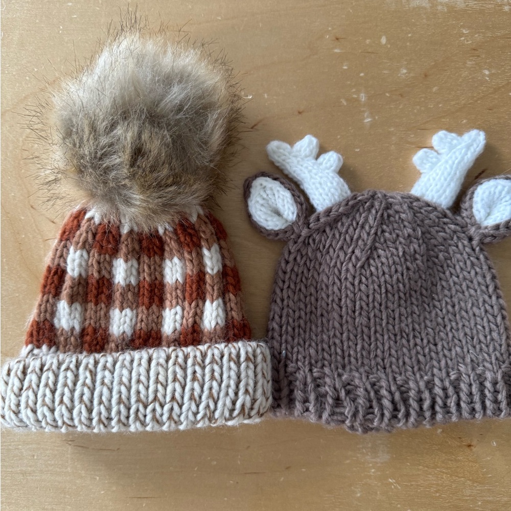 Cute baby knitted beanie bundle